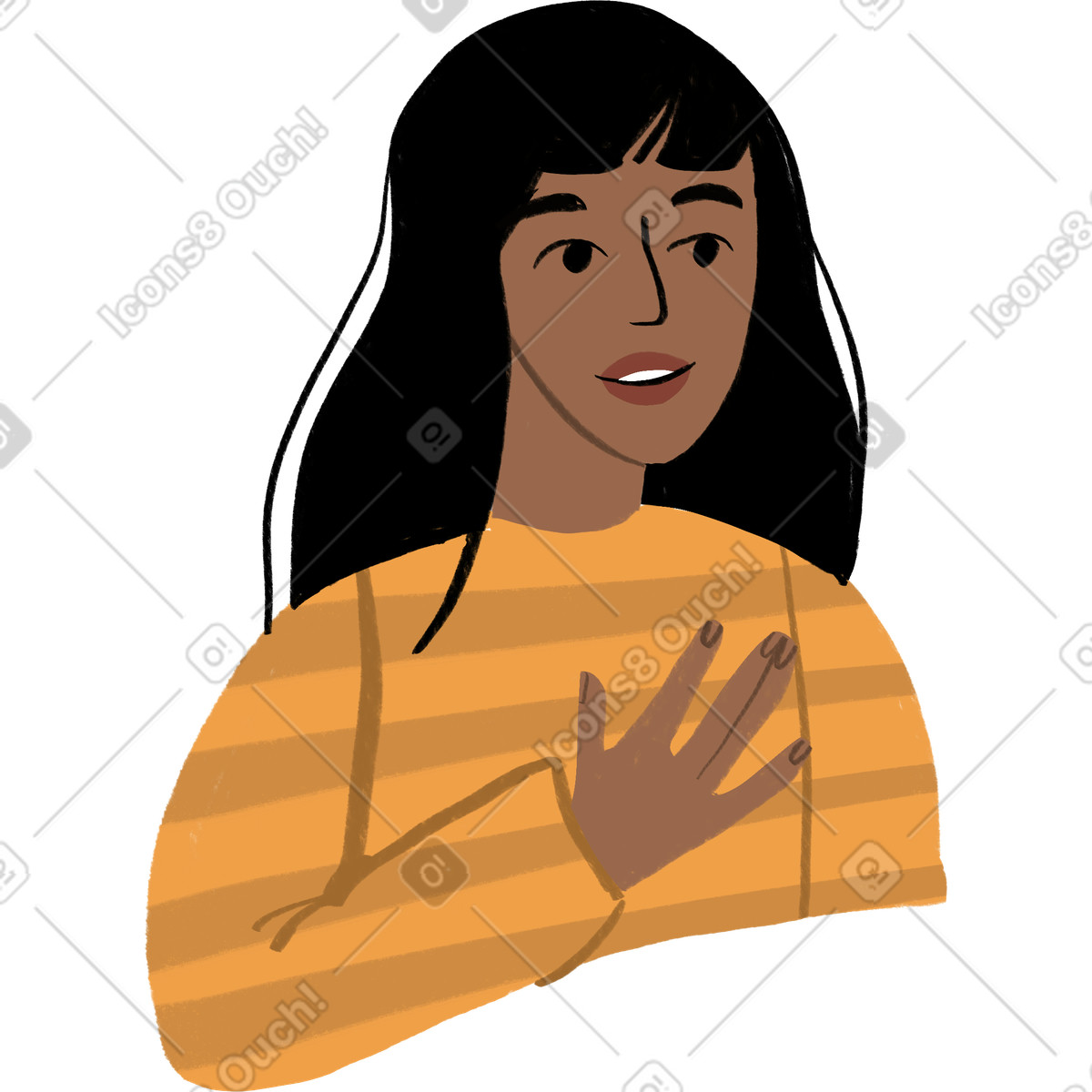 Lumiere 스타일의 Girl with her hand on chest 일러스트레이션 PNG, SVG 다운로드