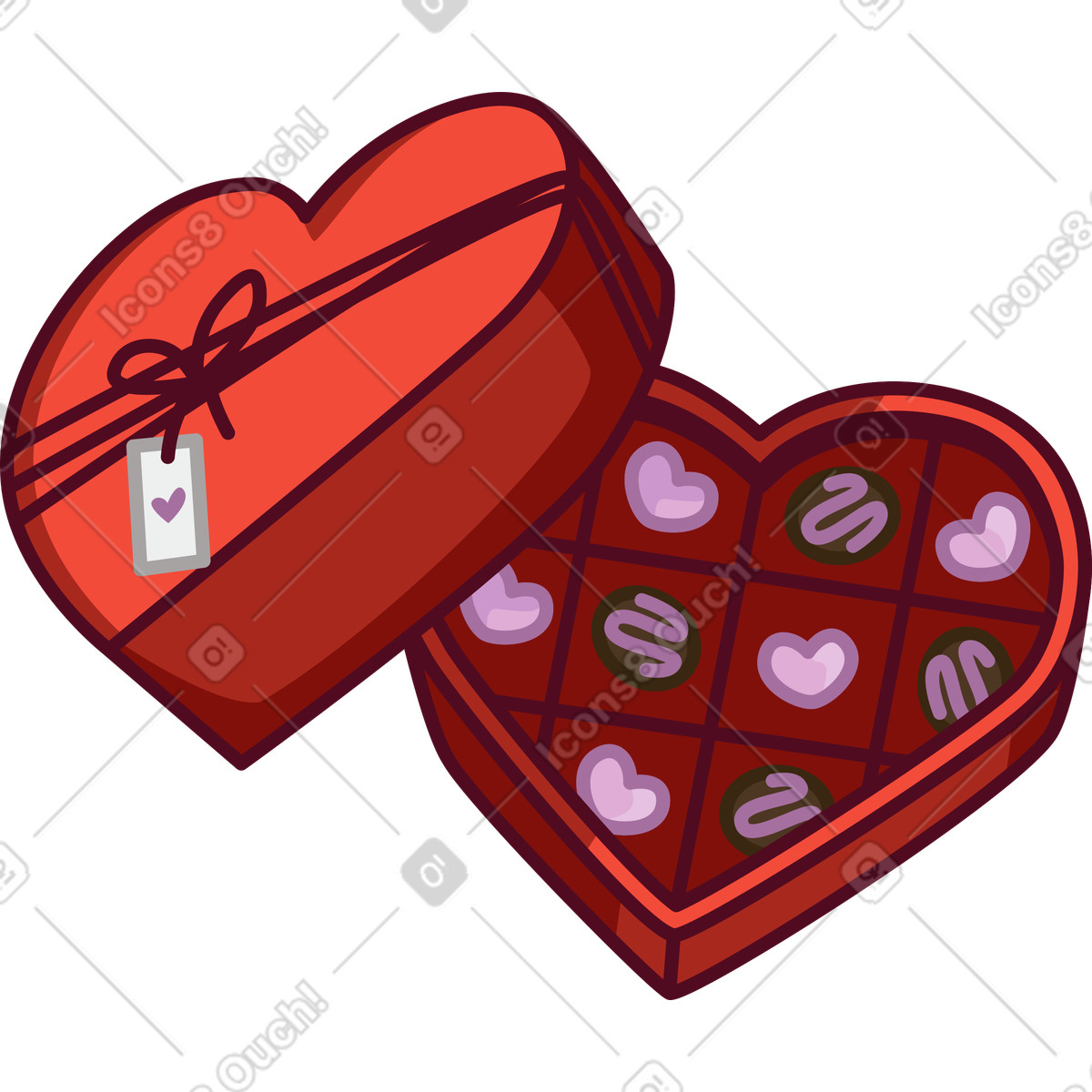 Herzförmige schachtel pralinen-Illustration im Festicon-Stil als Download in PNG, SVG