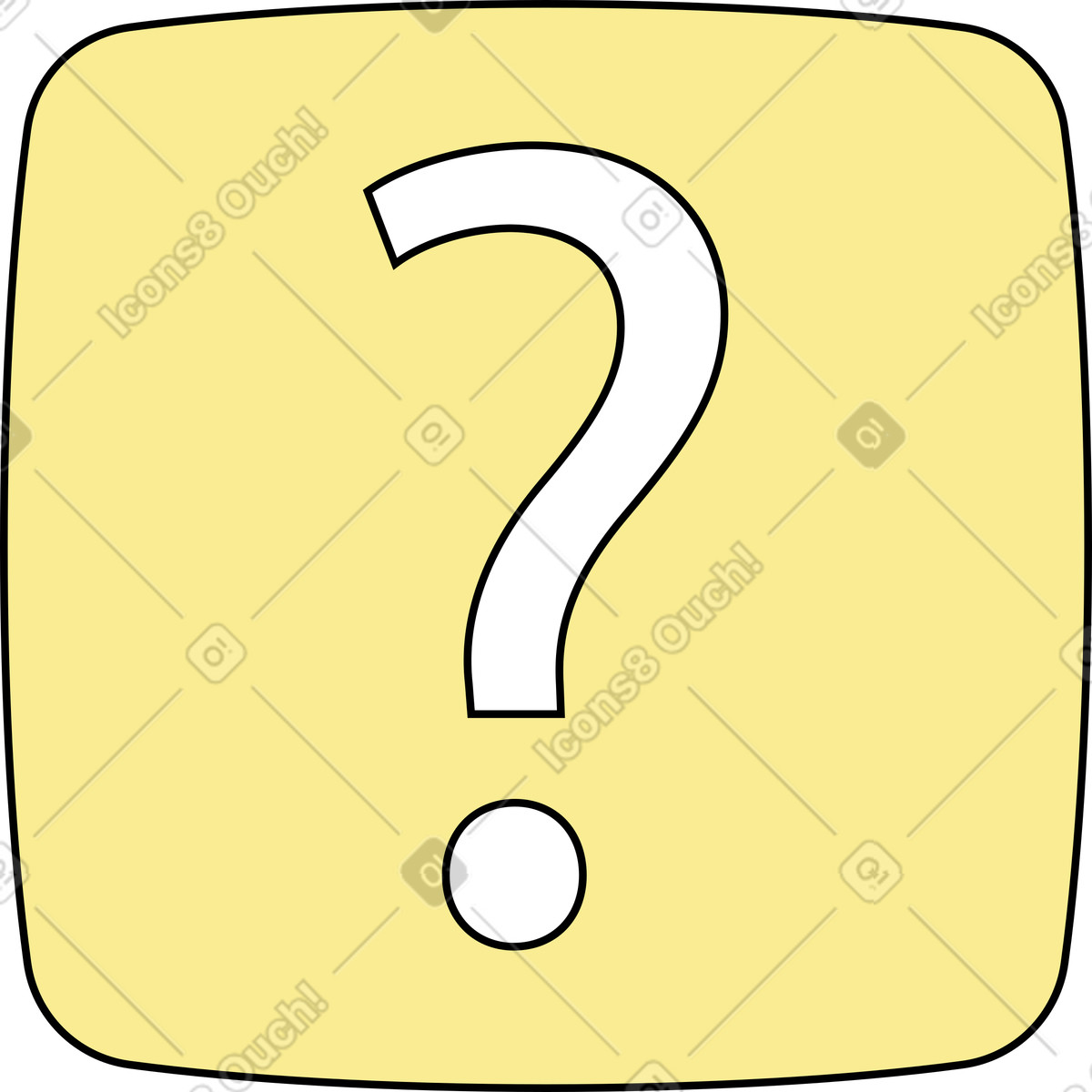Square icon with a question mark illustration in Kindy style download in PNG, SVG
