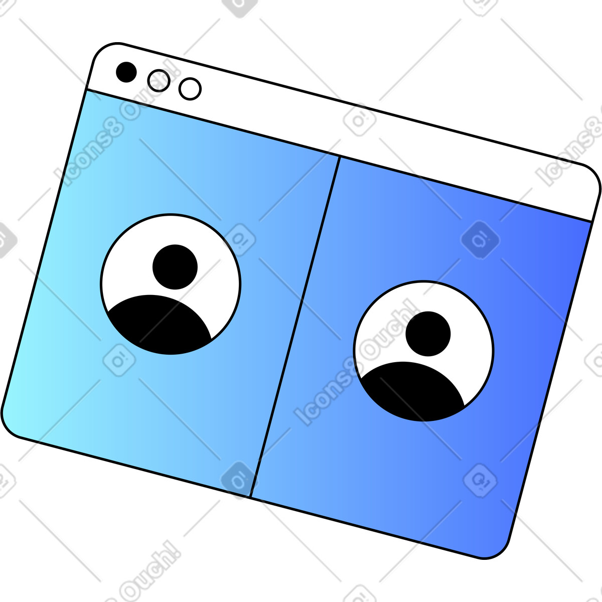 Finestra del browser con icone di persone illustrazione in stile Azure scarica in PNG, SVG
