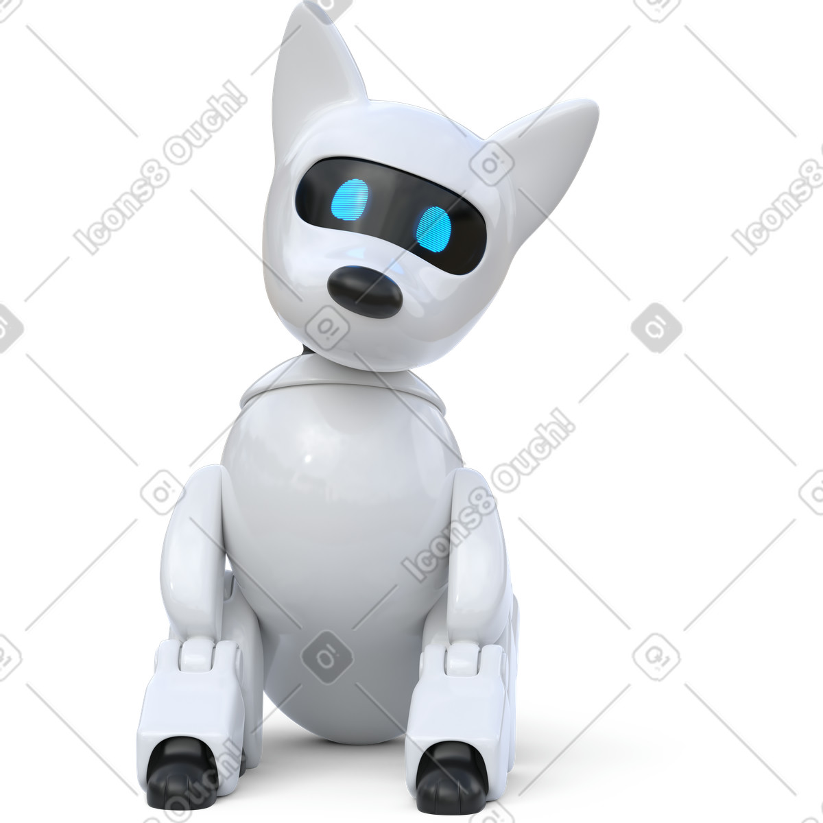 Robot dog sitting illustrazione in stile 3D Business scarica in PNG, SVG