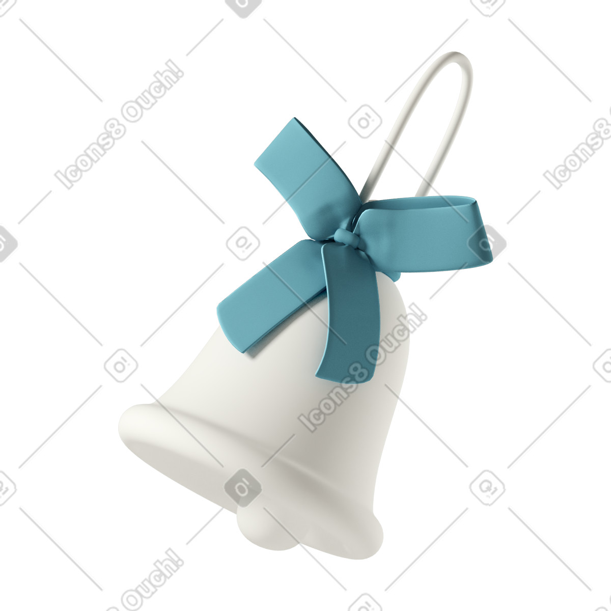 3D Casual life 스타일의 White bell with blue ribbon 일러스트레이션 PNG, SVG 다운로드