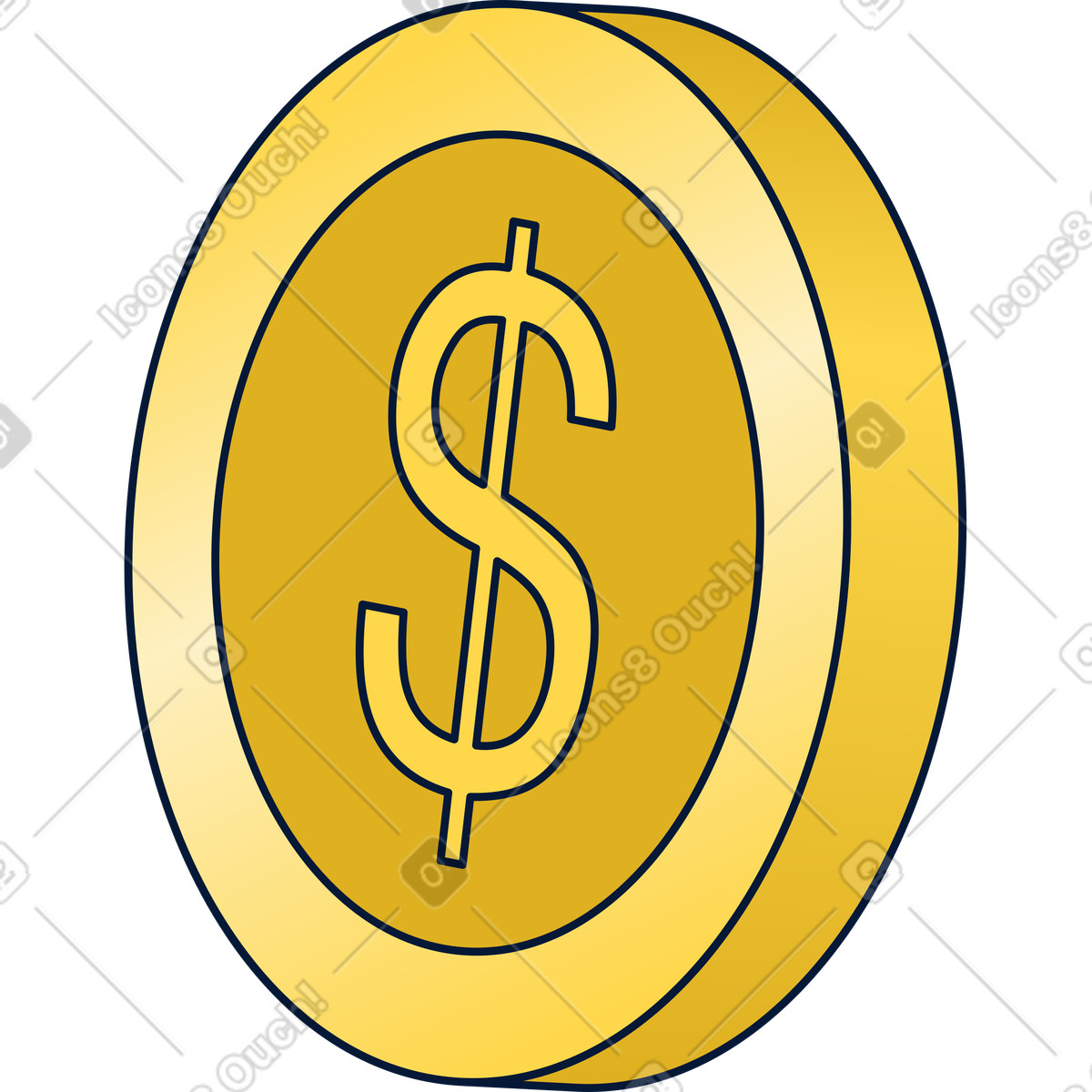 Illustration Pièce d'un dollar dans le style Neat à télécharger aux formats PNG, SVG