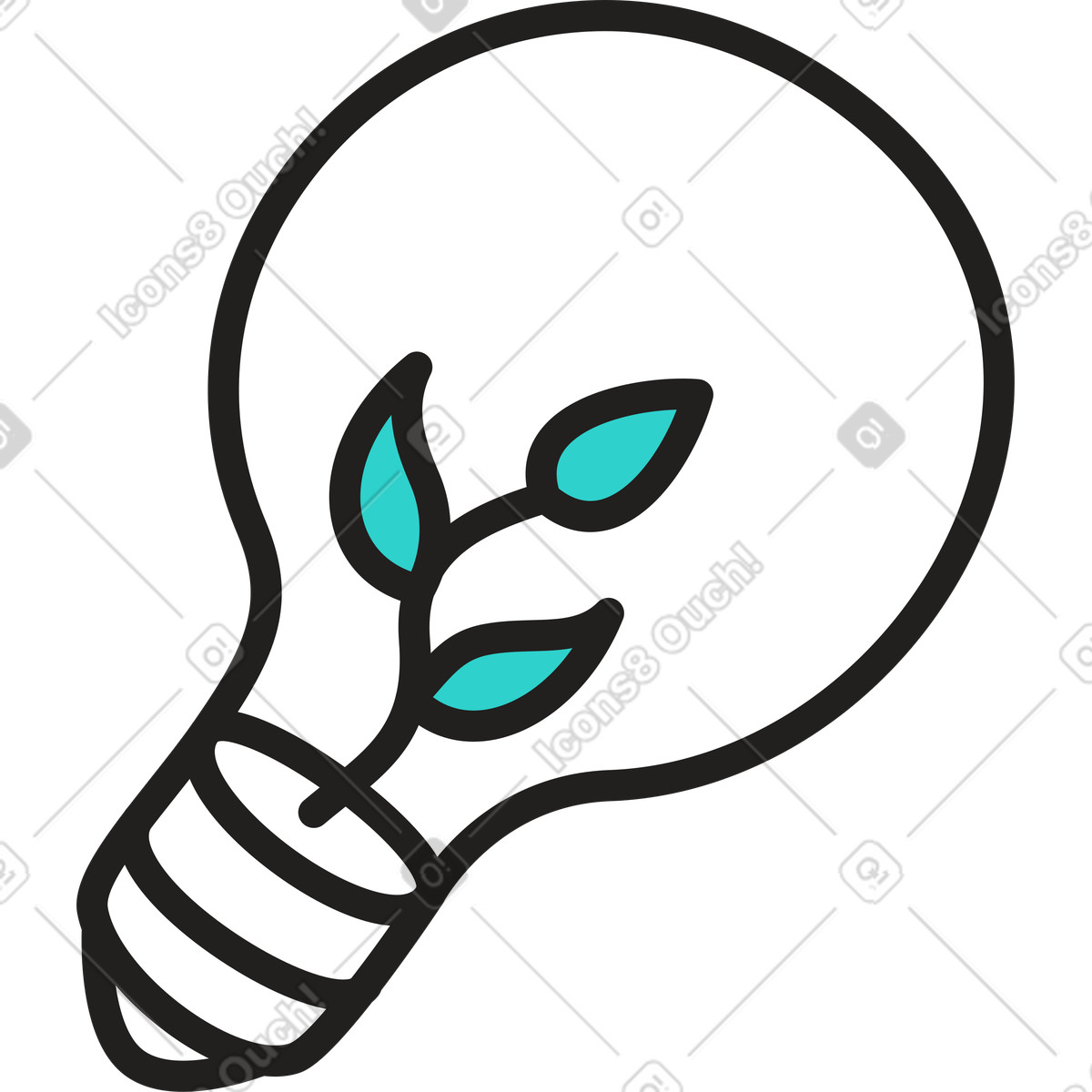 Illustration Bulbe avec plante dans le style Little à télécharger aux formats PNG, SVG