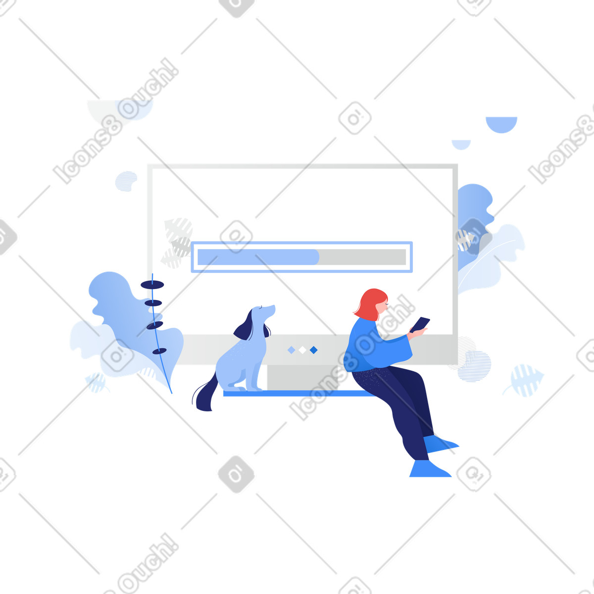 Donna in attesa del caricamento dei file illustrazione stile Clip scarica PNG, SVG