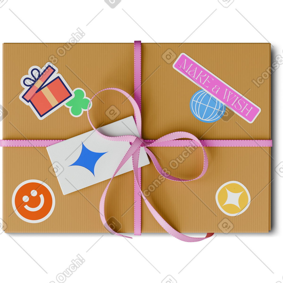 Ilustración Top view of gift box en estilo 3D Hygge a descargar en PNG y SVG