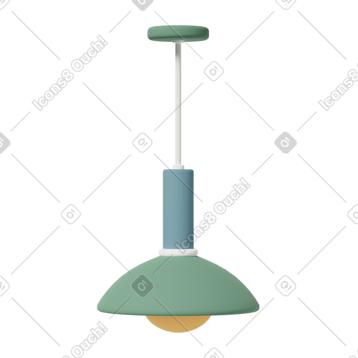 3D Casual life 스타일의 Chandelier with green round lampshade 일러스트레이션 PNG, SVG 다운로드