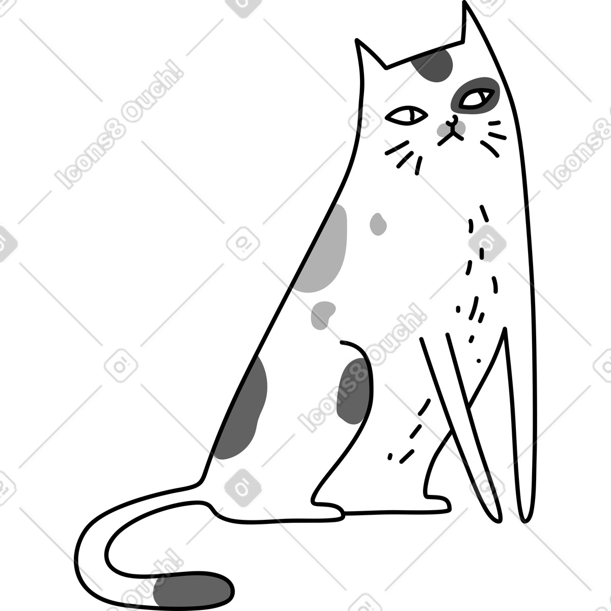 Ilustração de Gato em no estilo Purr para baixar em PNG, SVG