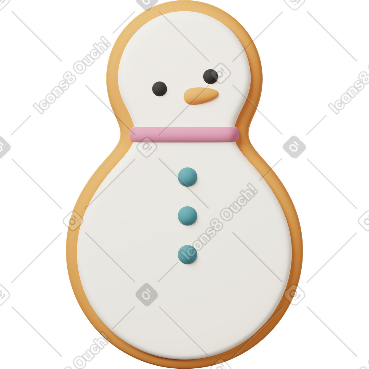 Ilustração de Snowman cookie with white glaze em no estilo 3D Casual life para baixar em PNG, SVG