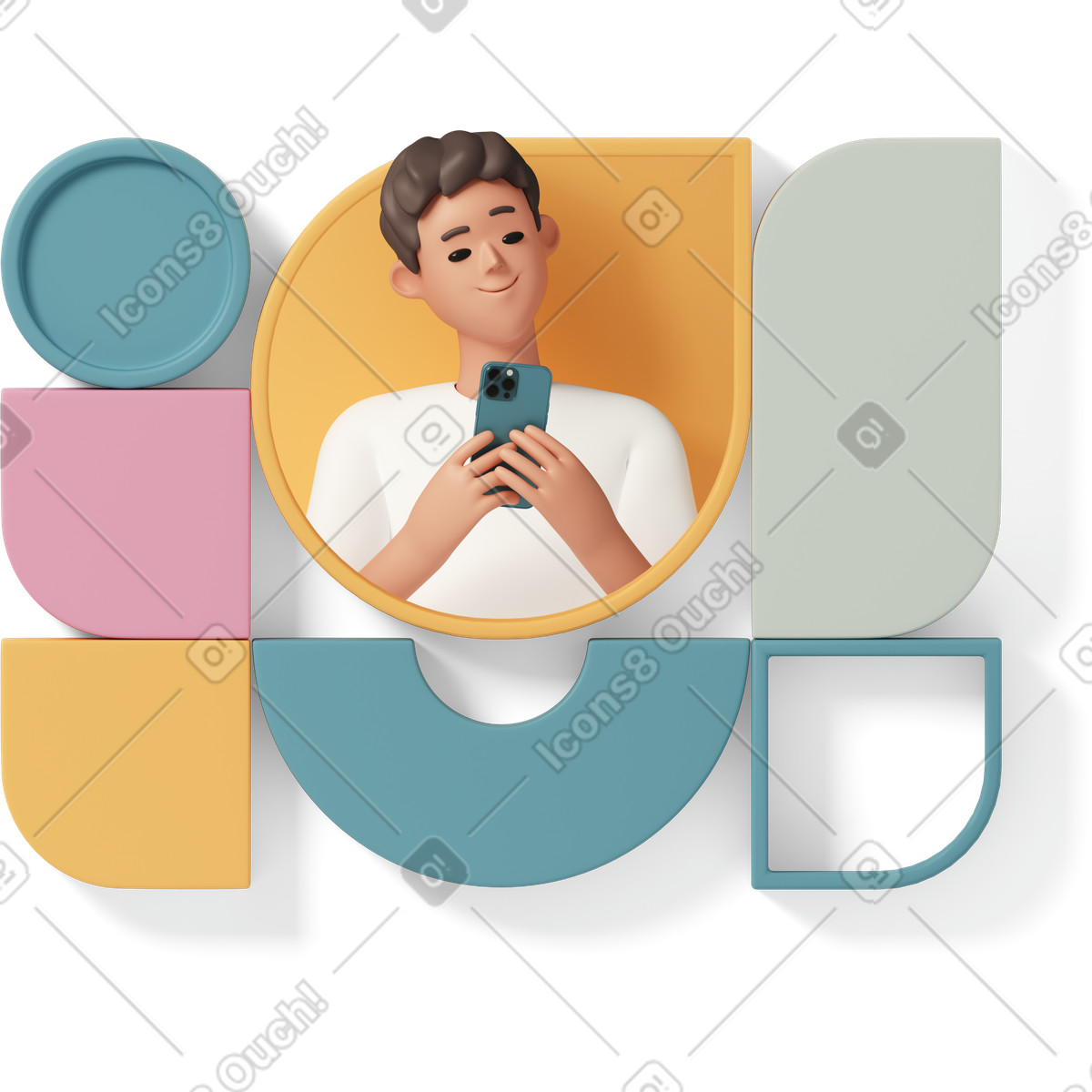Modern digital lifestyle, mobile technology and daily routine illustration in 3D Casual life style download in PNG, SVG