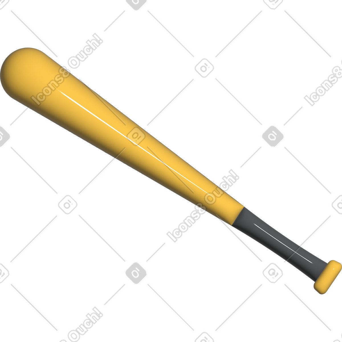 Yellow baseball bat illustrazione in stile Cartoony scarica in PNG, SVG