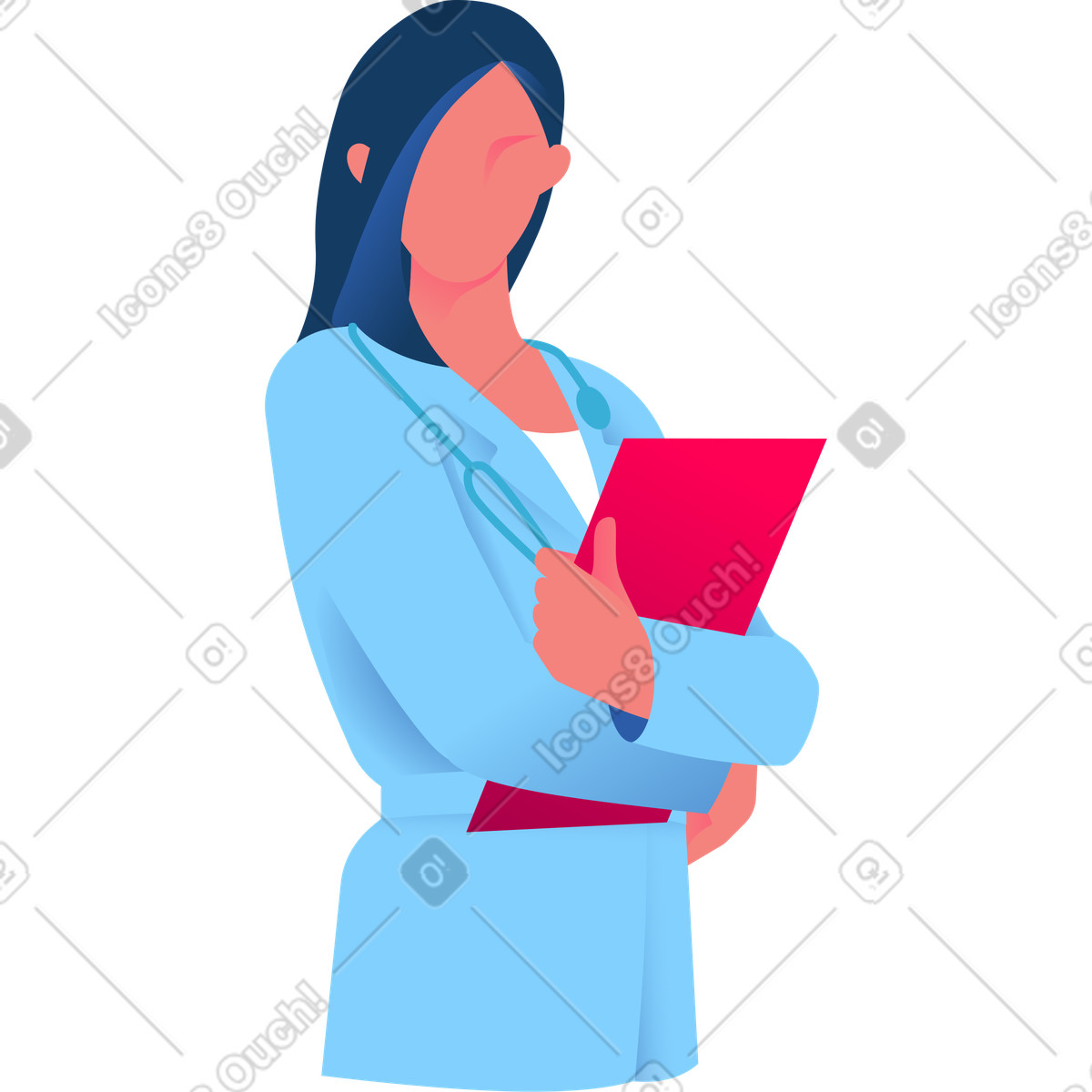 Dottoressa con una cartella di documenti in mano illustrazione stile Daily scarica PNG, SVG