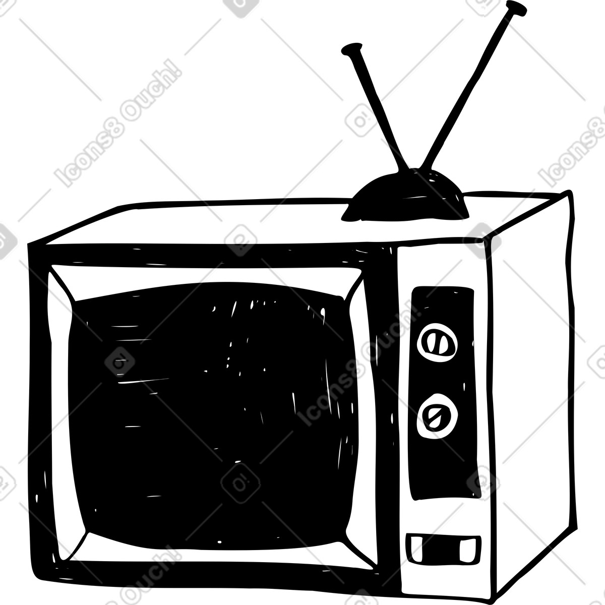 Ilustración Tv vintage en estilo Marks a descargar en PNG y SVG