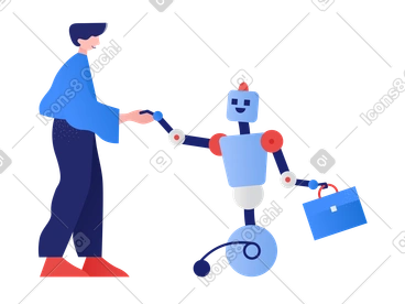 Accord de travail entre robot et homme PNG, SVG