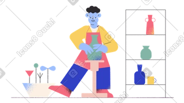 Potter making a clay vase PNG, SVG