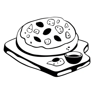 A focaccia bread garnished with fresh basil leaves and chunks of mozzarella