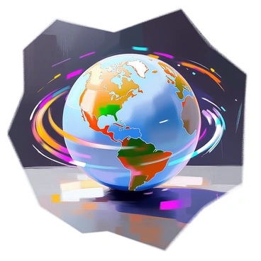 A three-dimensional globe of Earth featuring animated wind currents. The globe is detailed, displaying continents and oceans clearly. The wind currents are vividly illustrated in various colors, swirling dynamically around the globe. Soft light highlights the surface of the Earth, enhancing the texture of the land and sea while the animated currents create a sense of motion. The background is dark, allowing the glowing globe and moving currents to stand out prominently.