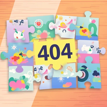 A jigsaw puzzle with one piece missing and '404' written on the incomplete image