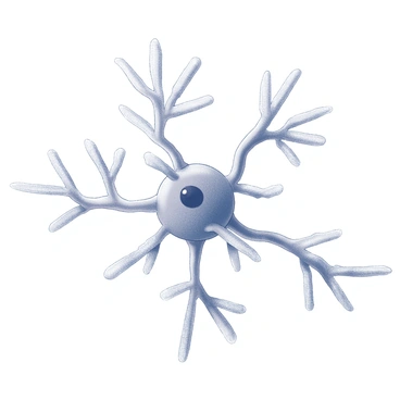 A neuron made of ice, with icicles hanging from its branches