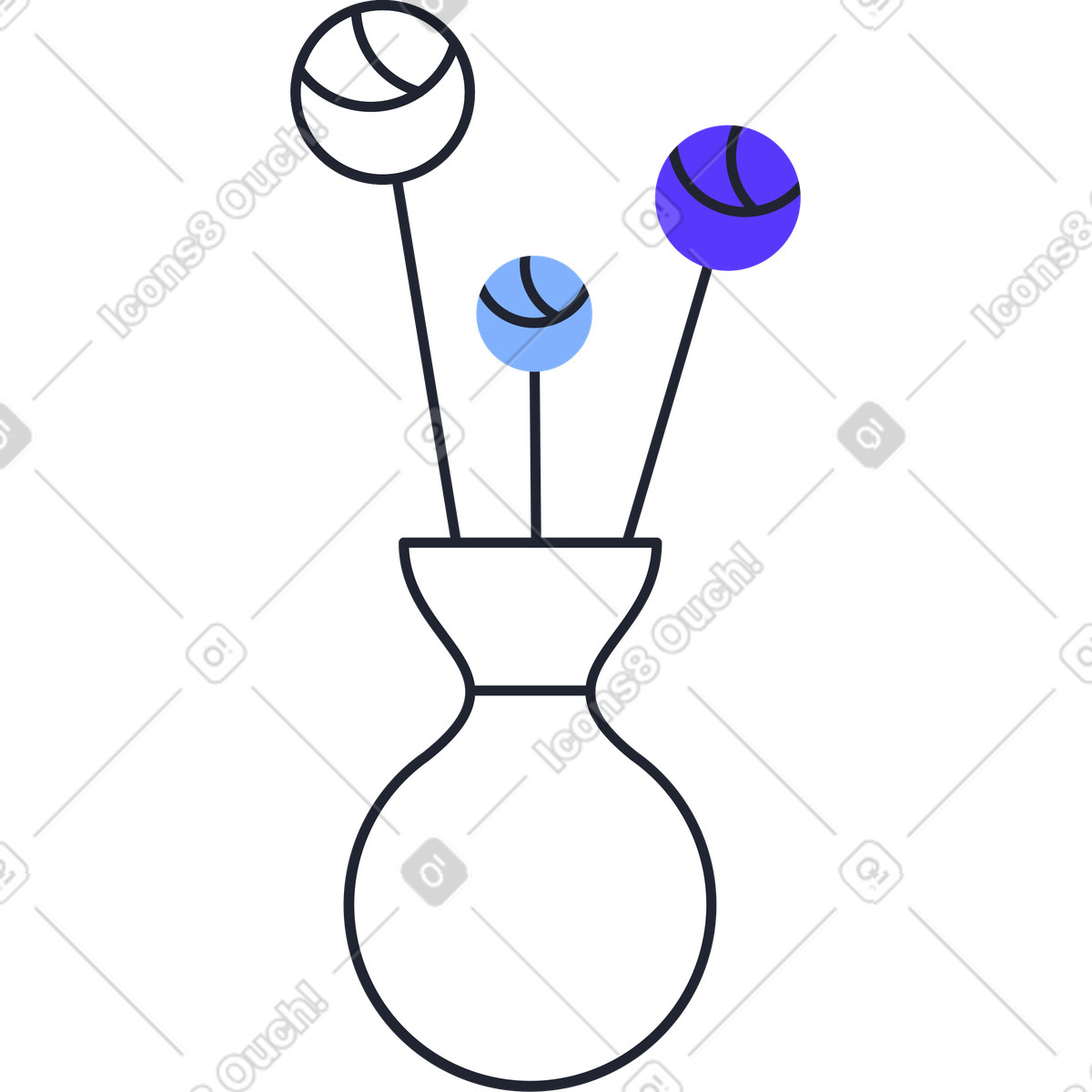Ilustração de Flores em vaso no estilo Pablita para baixar PNG, SVG
