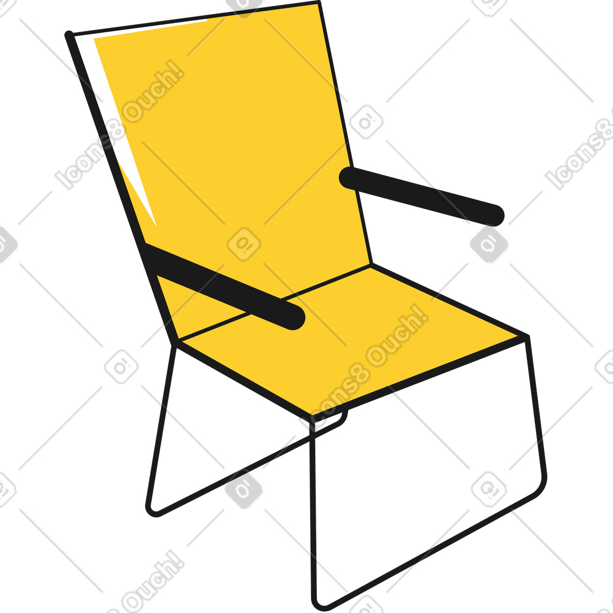 Foldable chair illustration in Taxi style download in PNG, SVG