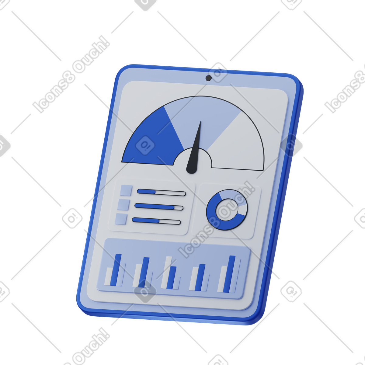 Risiko-dashboard mit messinstrumenten und diagrammen-Illustration im 3D Techny-Stil als Download in PNG, SVG