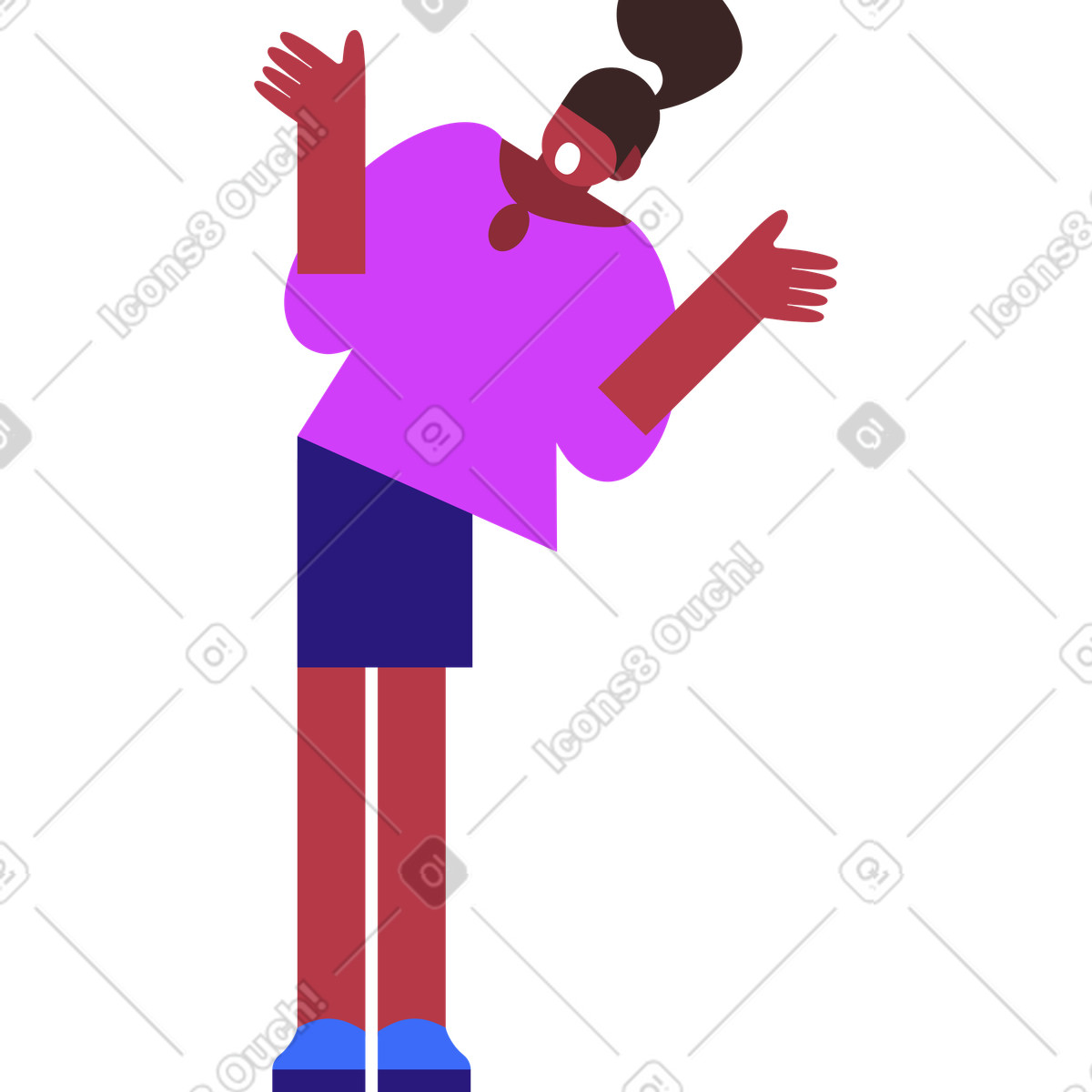 Überraschte frau-Illustration im Basic-Stil als Download in PNG, SVG
