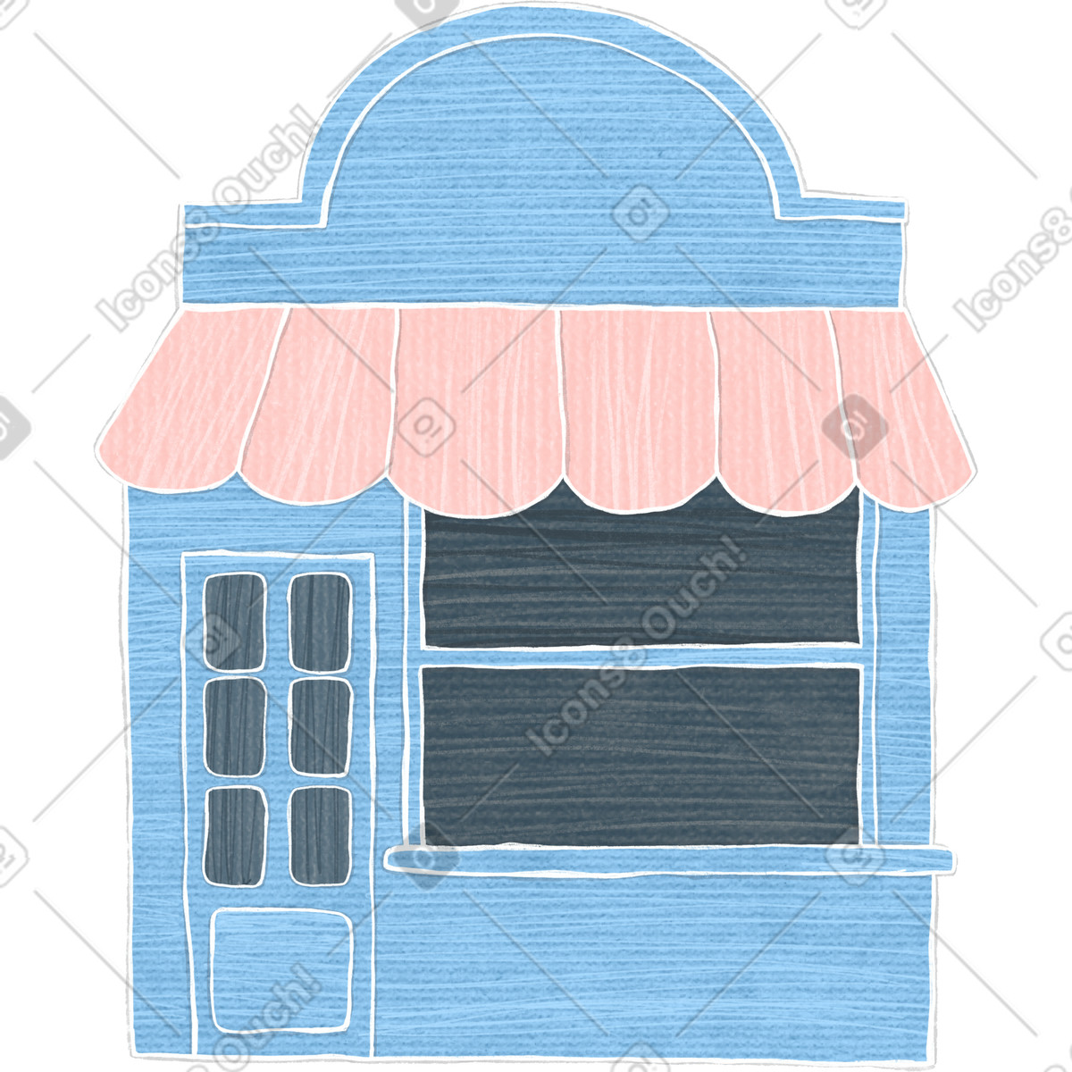 Ilustração de Loja madeira azul com dossel em no estilo Crafty para baixar em PNG, SVG