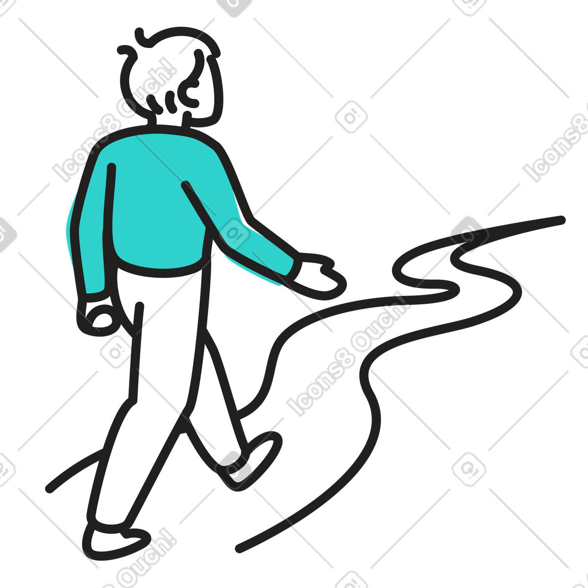 Illustration Un homme marchant le long du chemin dans style Little à télécharger aux formats PNG, SVG