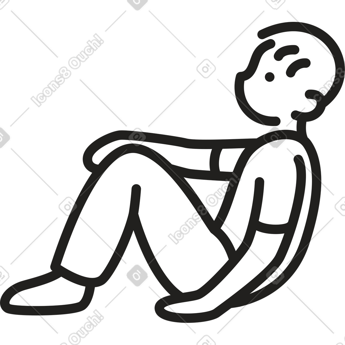 Man sitting on the floor illustration in Little style download in PNG, SVG