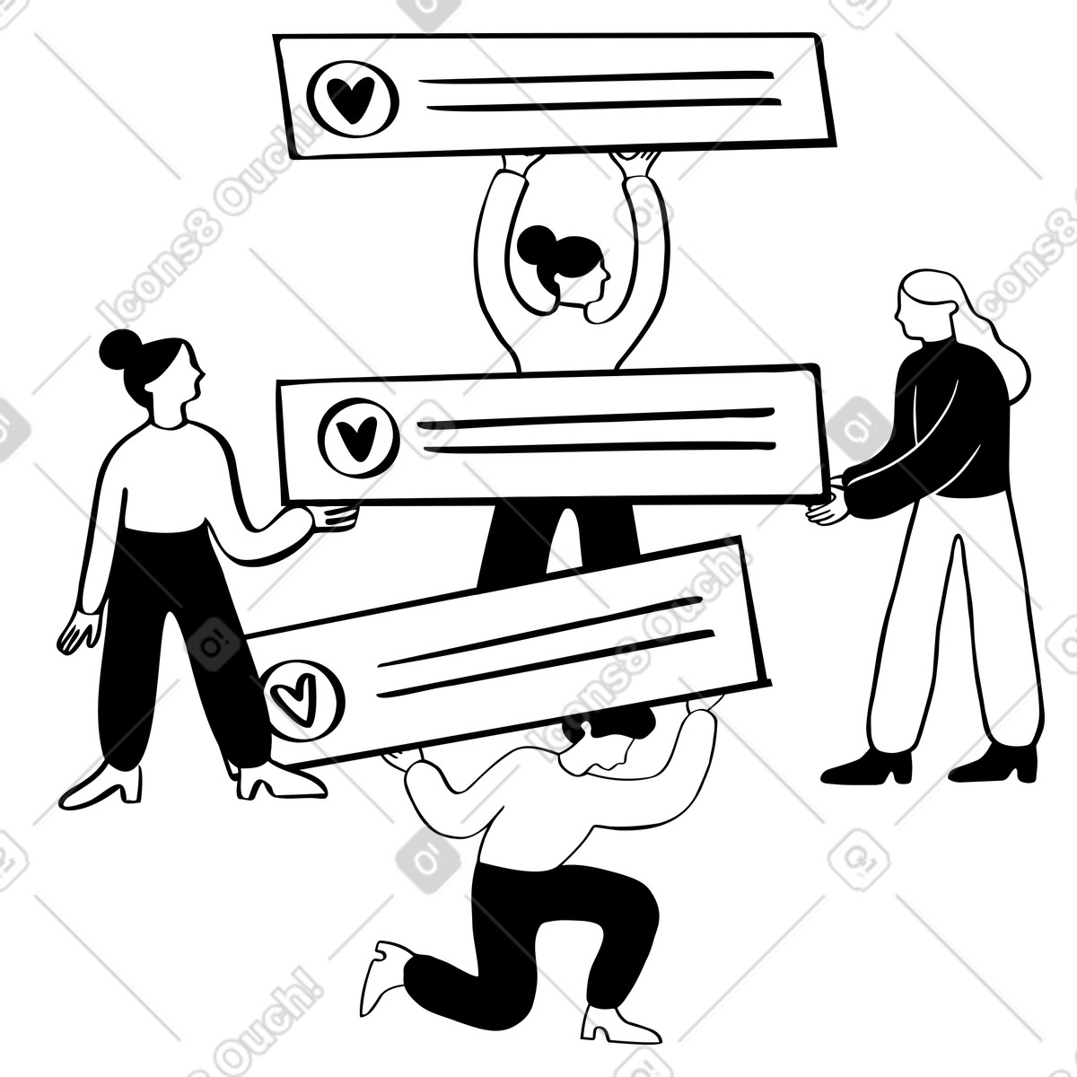 下载 Journal 风格的 留下评论或评价的人 插画，支持 PNG、SVG 格式