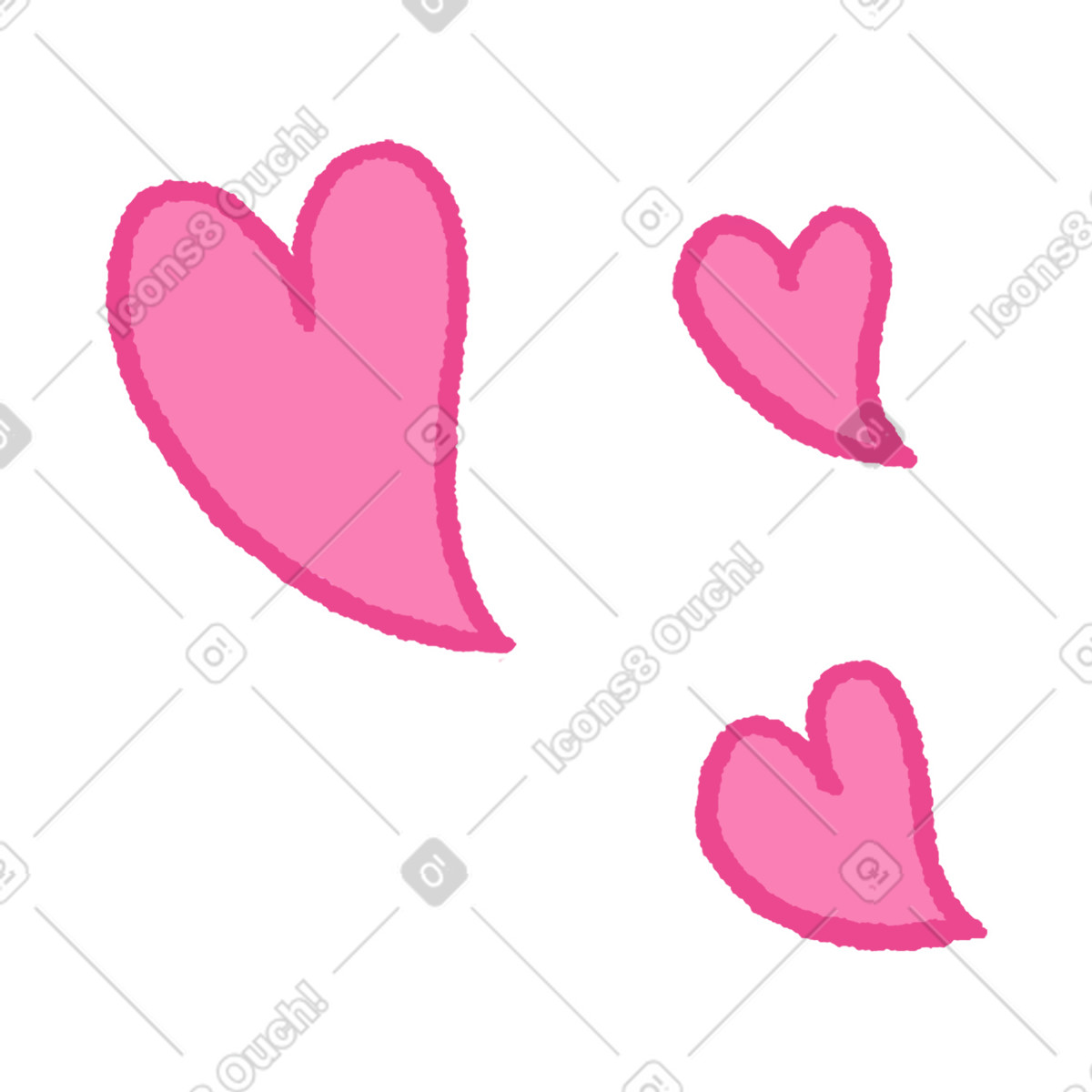 Three hearts-Illustration im Hue-Stil als Download in PNG, SVG