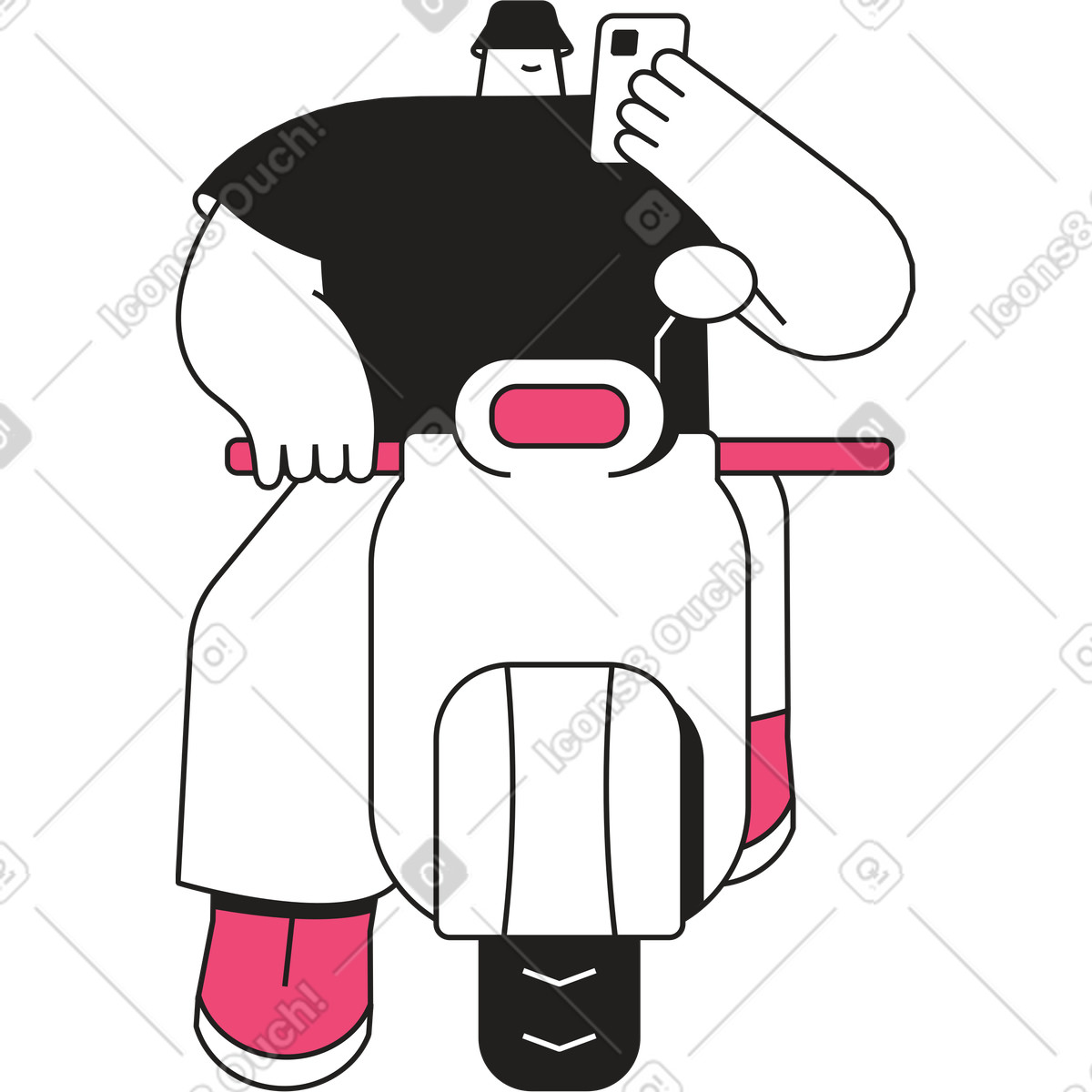 Ilustración Hombre en scooter con teléfono estilo Dazzle Line a descargar PNG y SVG