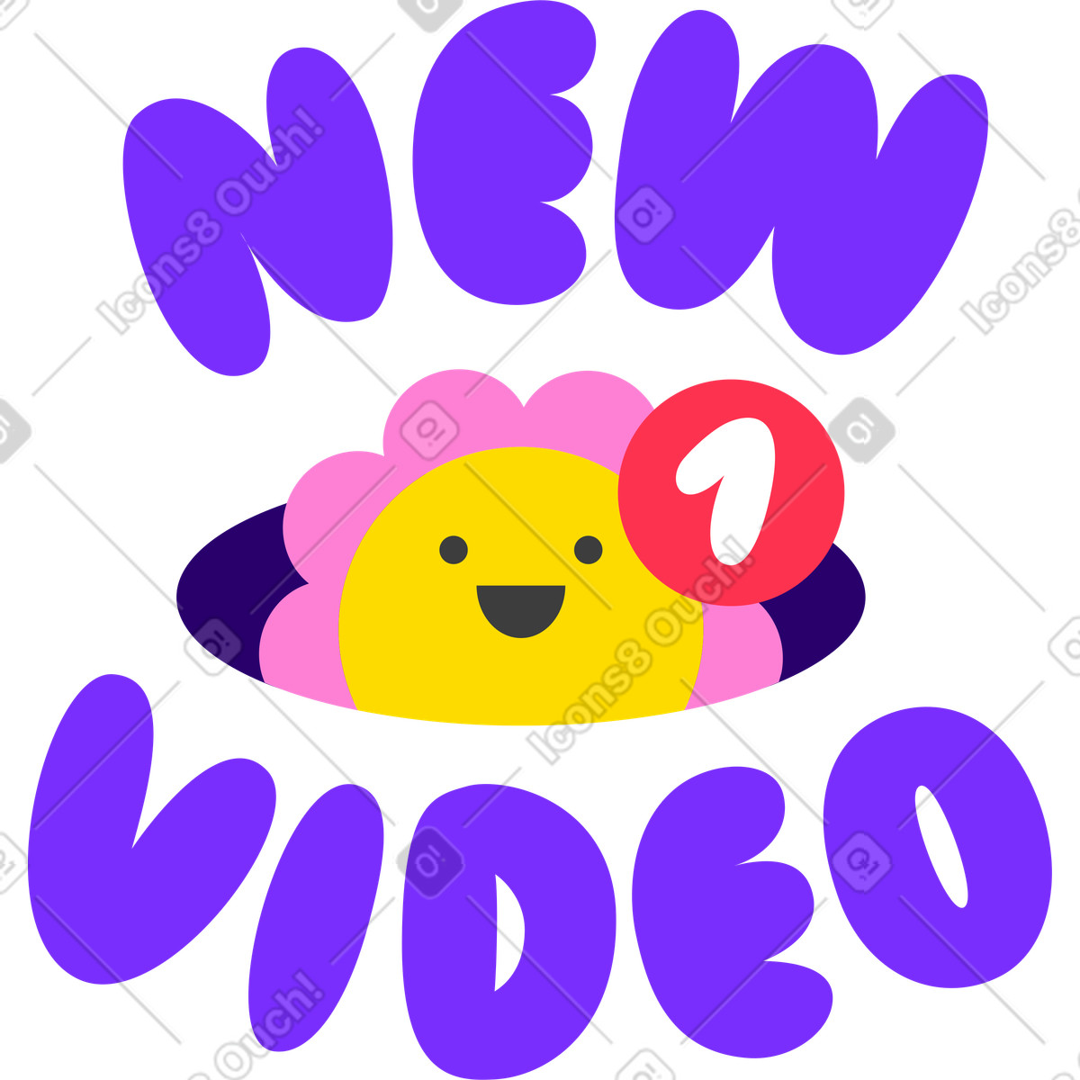 Ilustración Pegatina de letras nuevo video flor texto en estilo Lettering a descargar en PNG y SVG