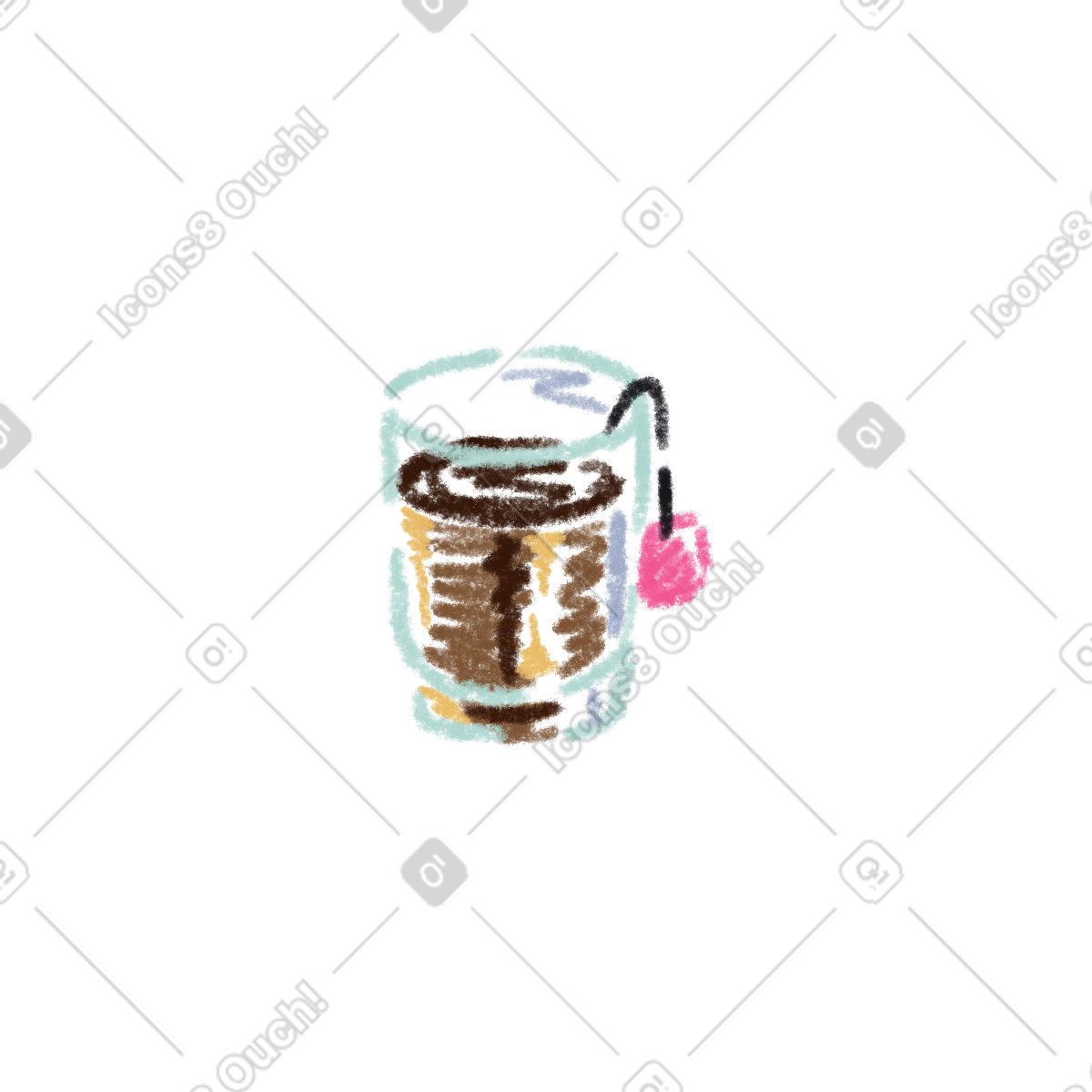 Sketchbook スタイルの Glass of tea のイラストをPNG、SVG形式でダウンロード