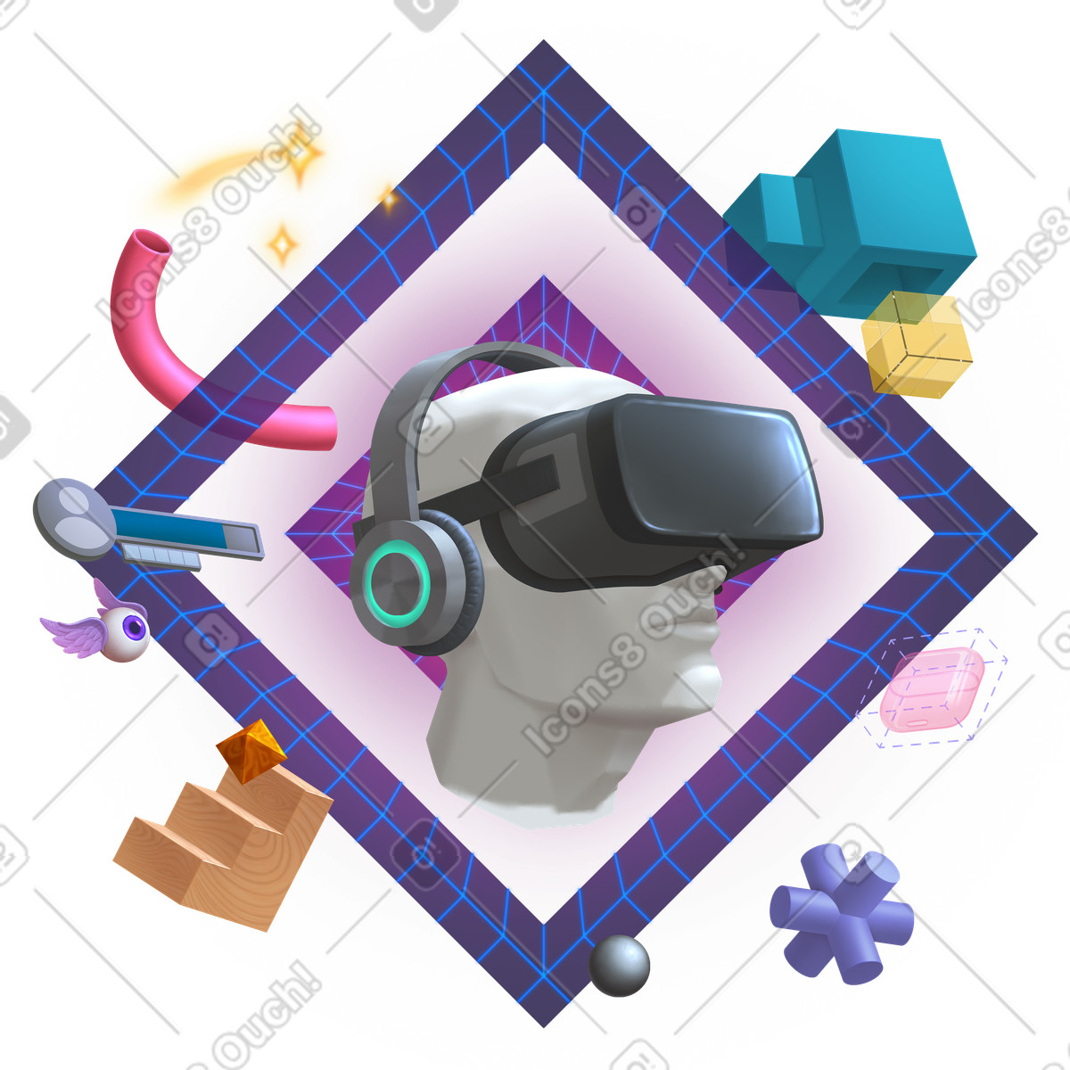 Ilustração de Virtual reality and world em no estilo Props para baixar em PNG, SVG
