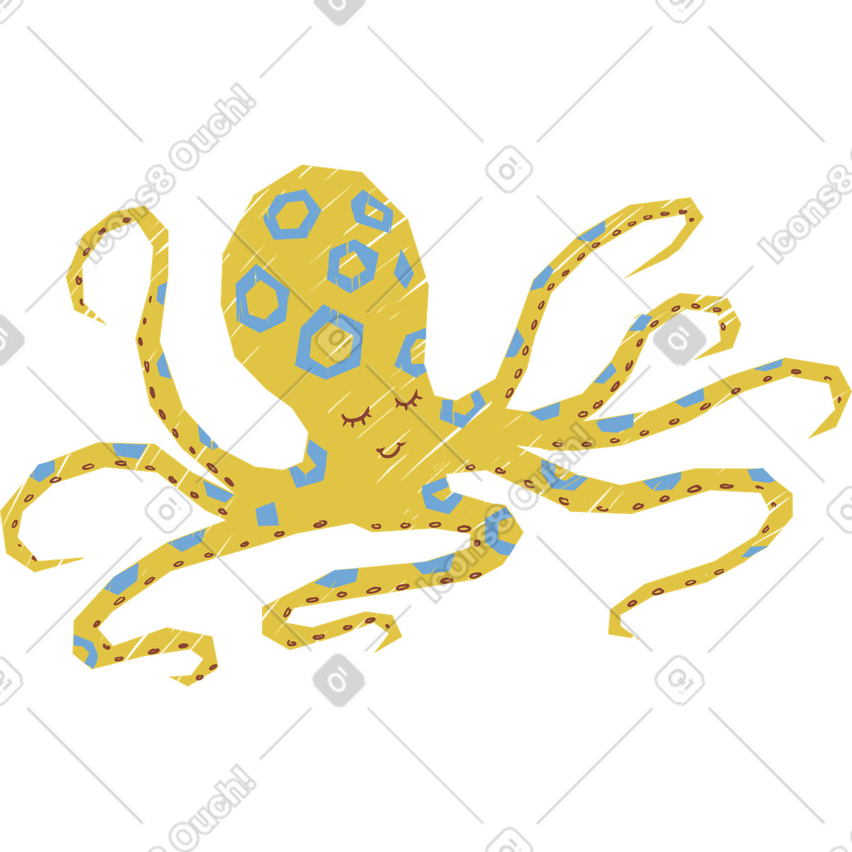 Polpo illustrazione in stile Sleepy scarica in PNG, SVG