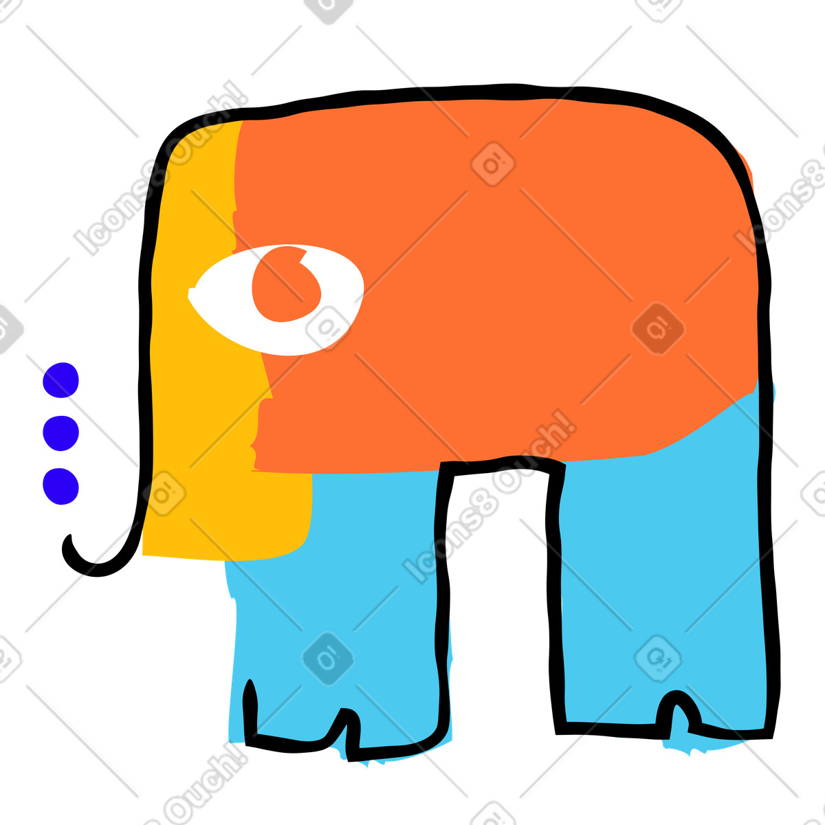 Elefant-Illustration im Puzzle-Stil als Download in PNG, SVG