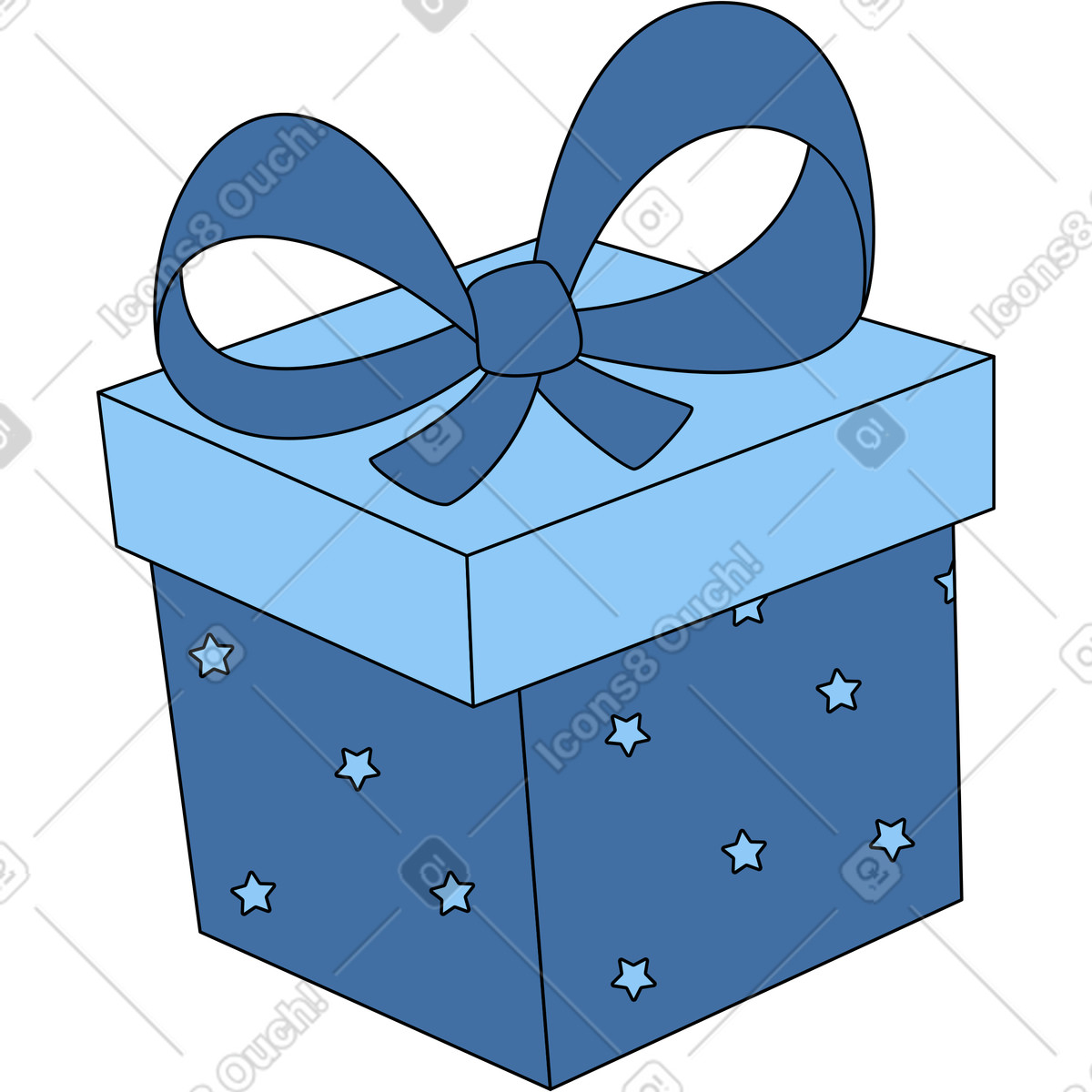 Illustration Cadeau bleu dans le style Sitcom à télécharger aux formats PNG, SVG