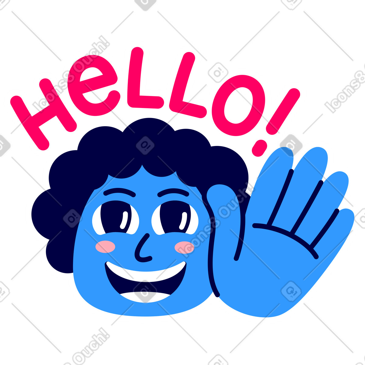 Ilustração de Etiqueta letras olá! em no estilo Rondy Stickers para baixar em PNG, SVG
