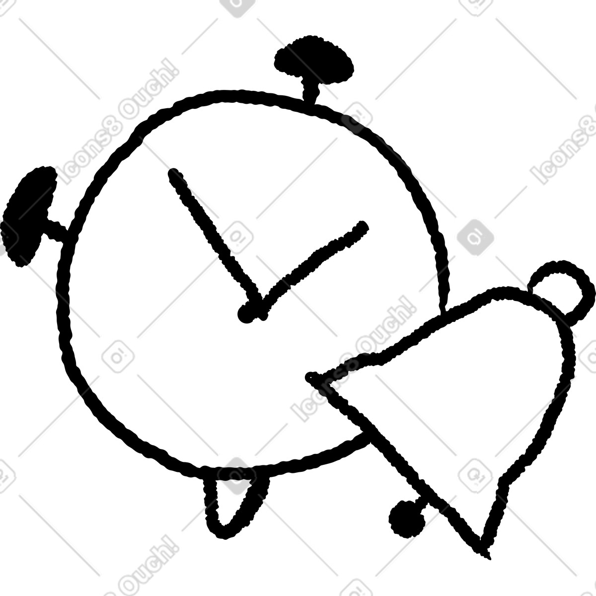 Ilustração de Alarm clock with notification bell hand drawn doodle style em no estilo Black Chalk para baixar em PNG, SVG