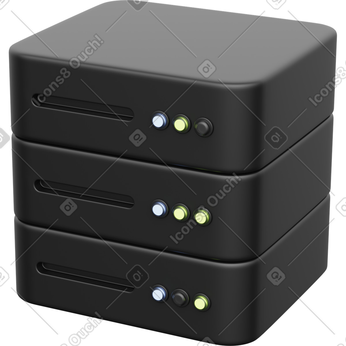 Server stack for data center network storage and backup solutions-Illustration im 3D Playful-Stil als Download in PNG, SVG