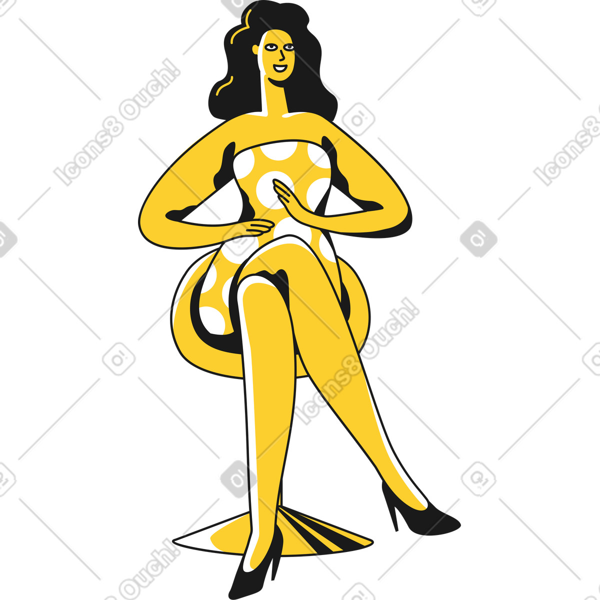 下载 Taxi 风格的 坐在女人 插画，支持 PNG、SVG 格式