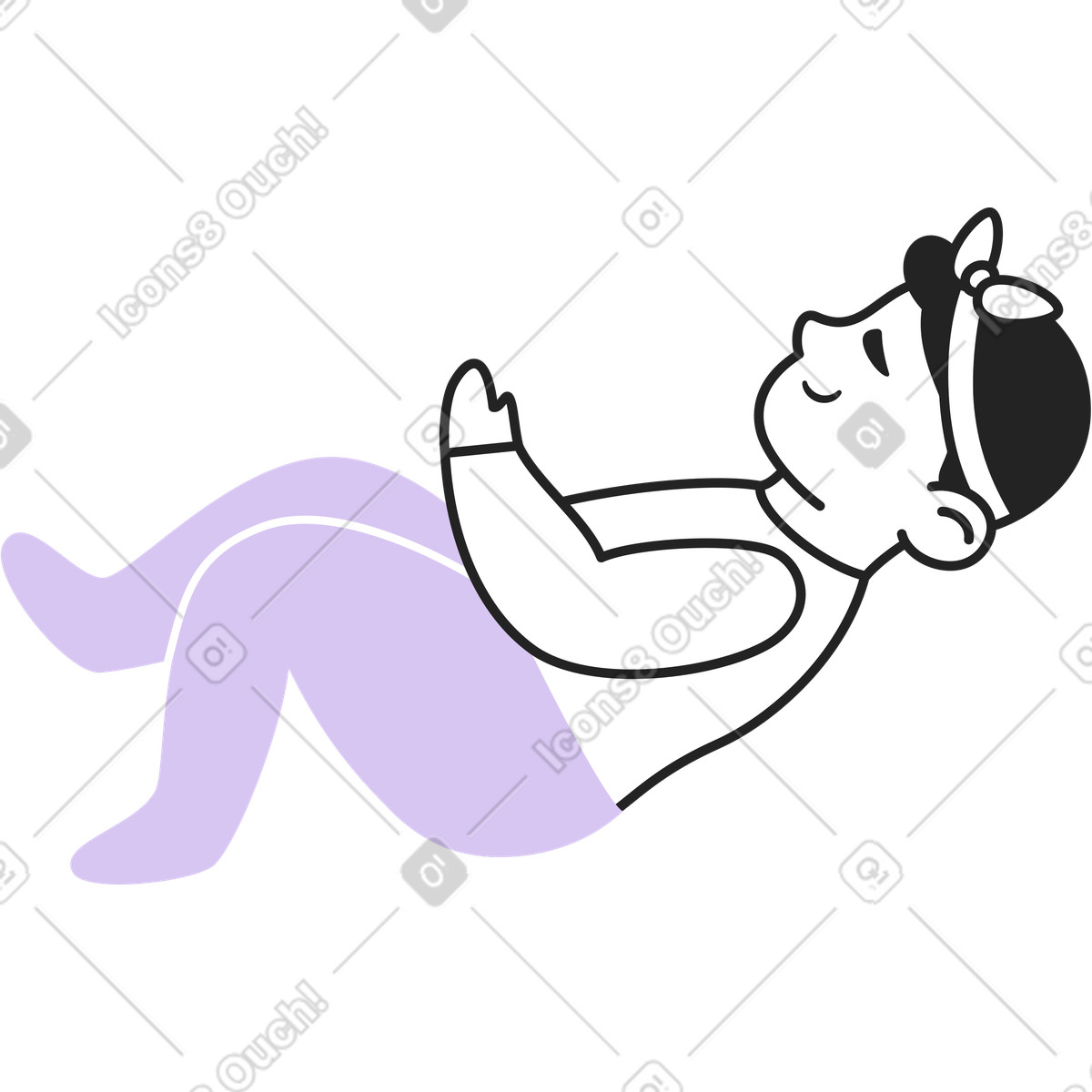 Sammy Line 스타일의 거짓말하는 여자 아기 일러스트레이션 PNG, SVG 다운로드