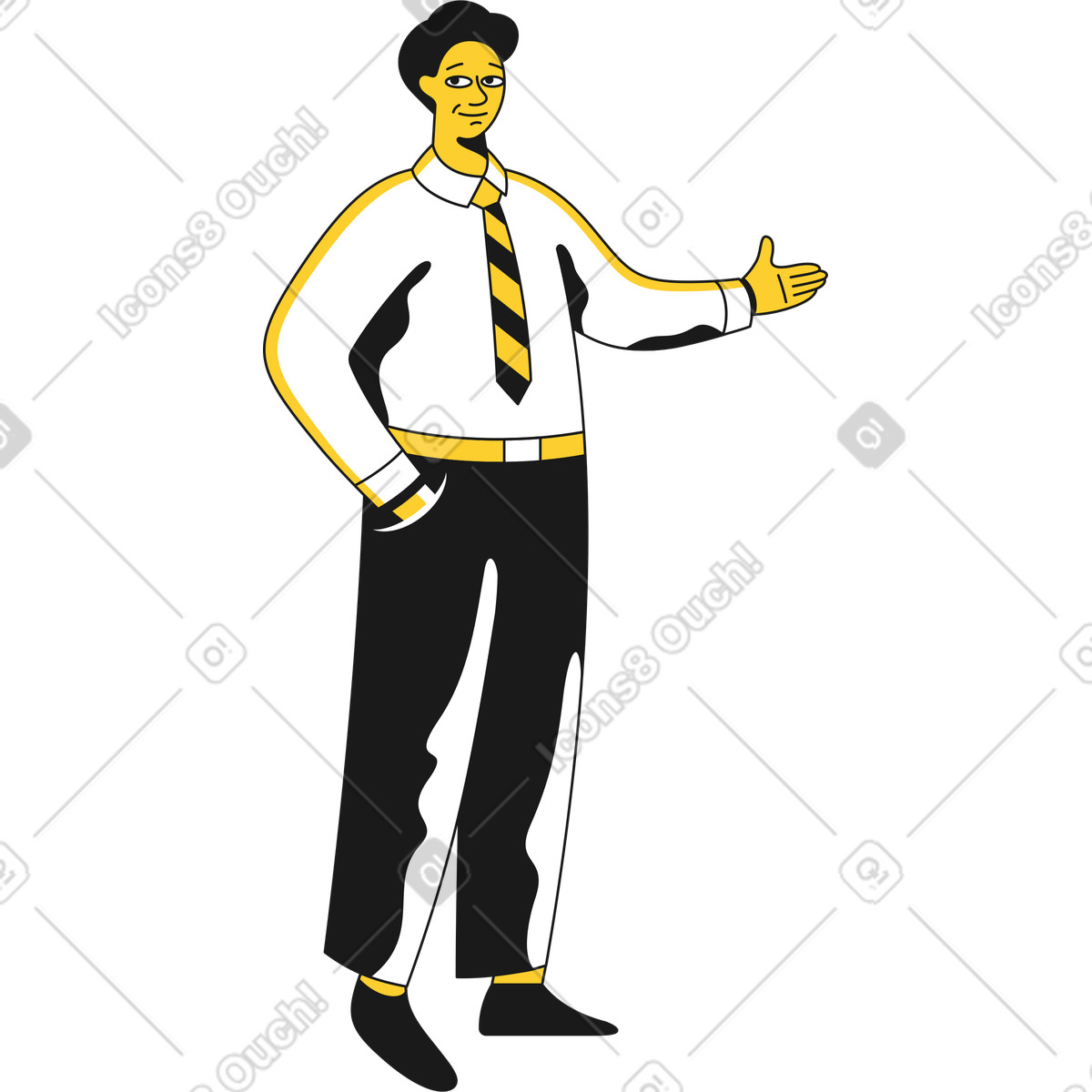 Standing man pointing at something illustration in Taxi style download in PNG, SVG