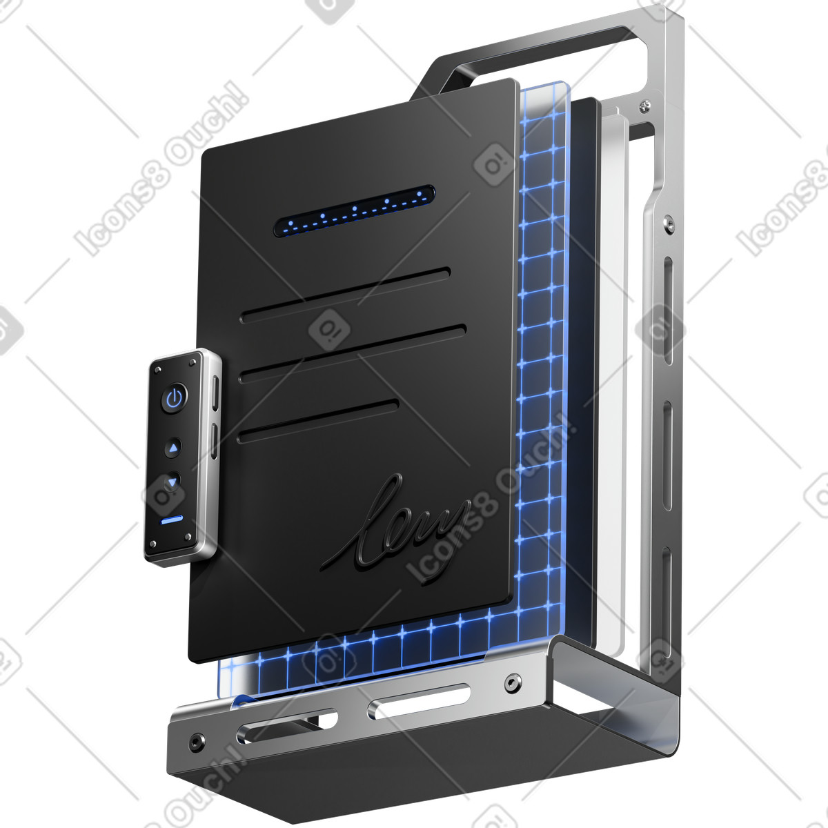 Data security device for protected encrypted document storage illustrazione in stile 3D Metallic scarica in PNG, SVG