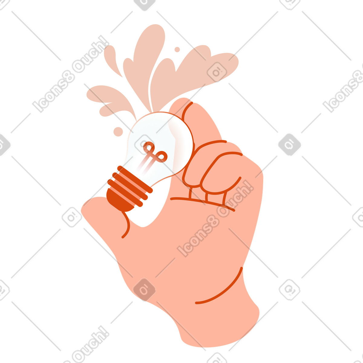 Ilustração de A mão segurando lâmpada em no estilo Orange para baixar em PNG, SVG