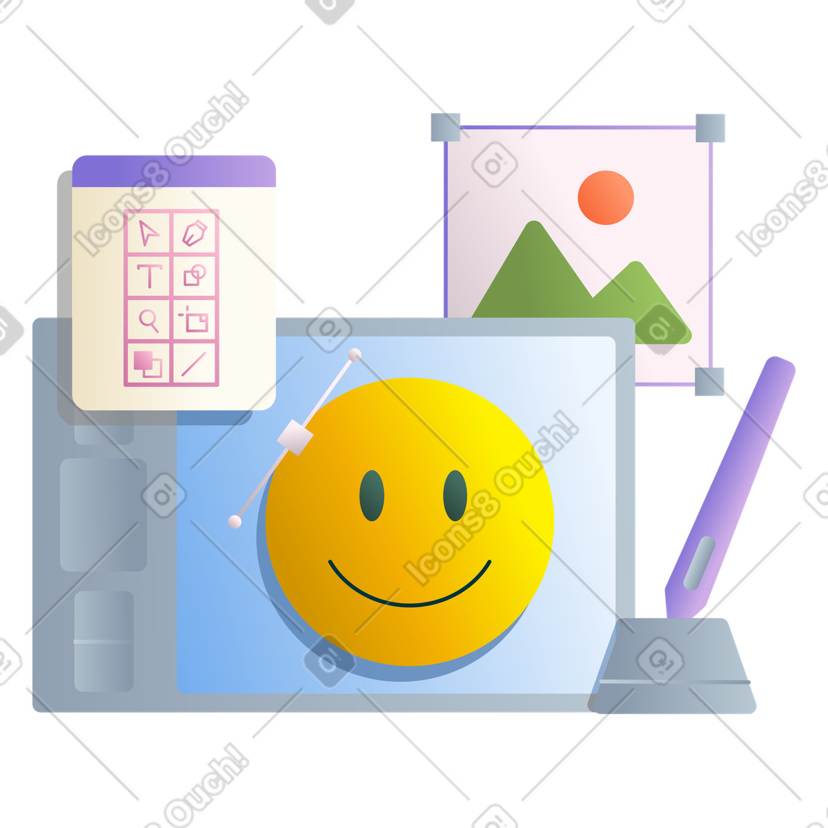 Grafikdesign-Illustration im Silky-Stil als Download in PNG, SVG