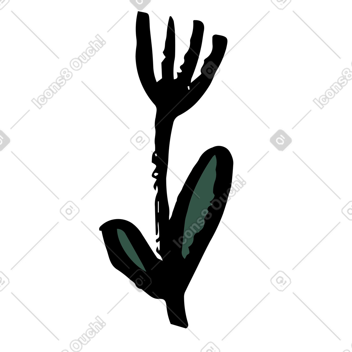 Abstract plant flower, nature and growth illustration in Scandi style download in PNG, SVG