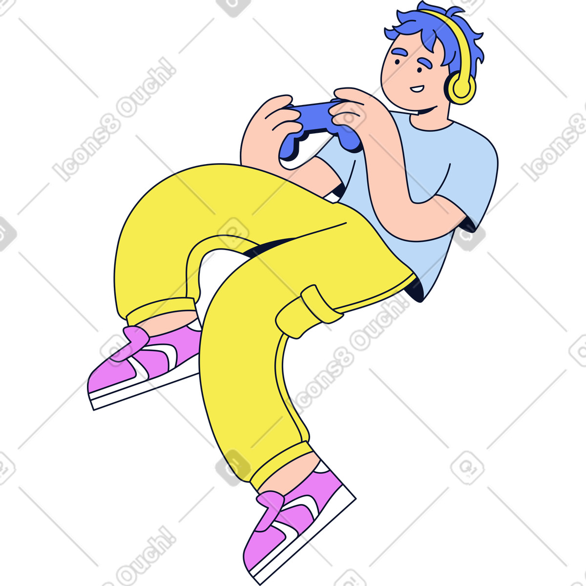 Ilustração de Homem com gamepad em no estilo Flexy para baixar em PNG, SVG